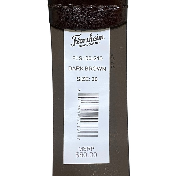Florsheim Brown Leather Belt Silver Buckle Classic Dress Style Size 30 NWT - Picture 3 of 4
